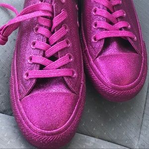 New fushia glitter big kids converse